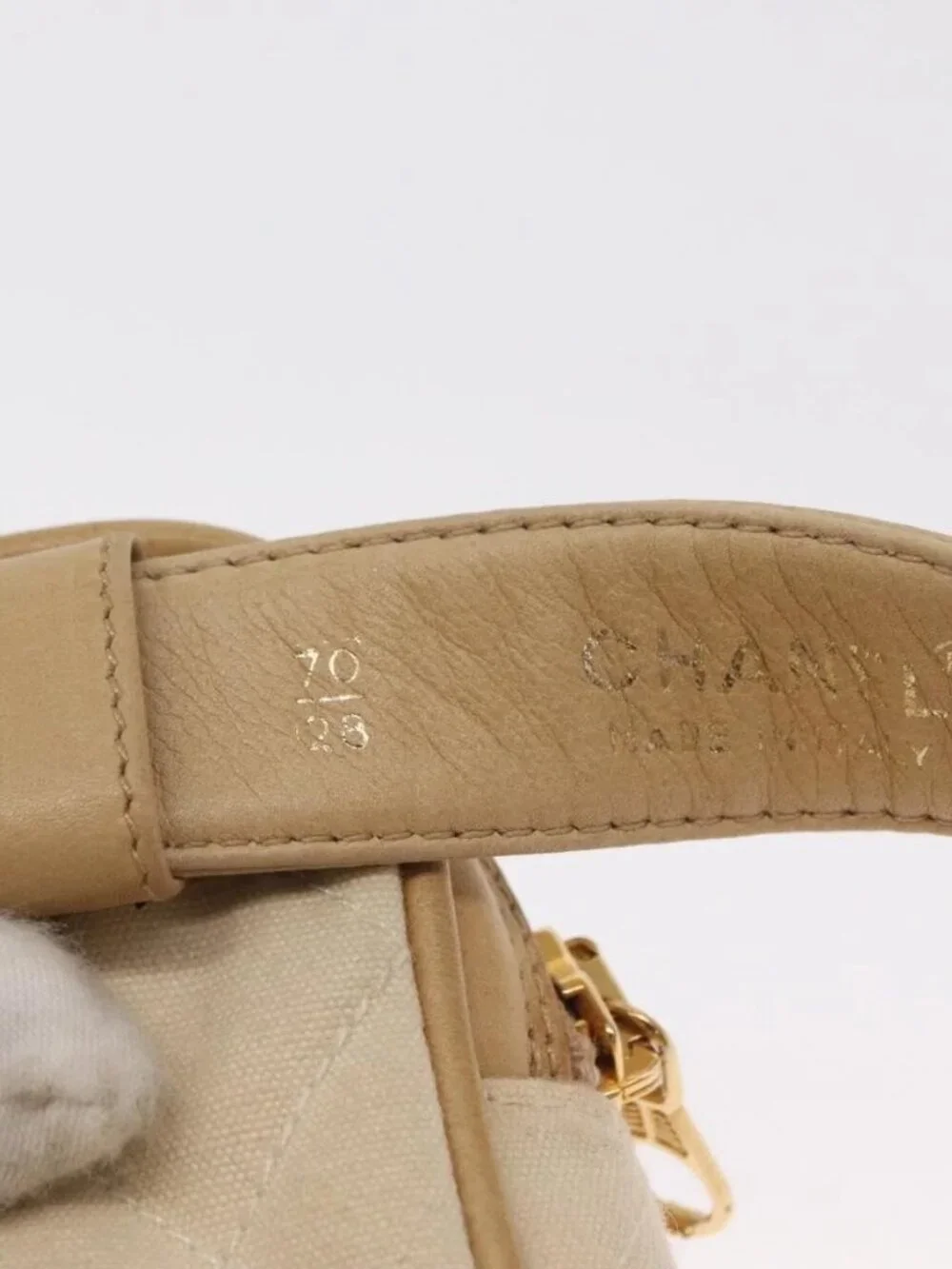 CHANEL Matelasse Waist bag Canvas Beige Gold CC Auth bs32356